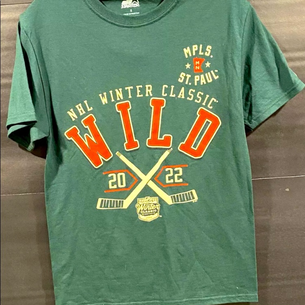 Men's Starter Green Minnesota Wild 2022 Winter Classic Knit T-Shirt S,M,L, XL,2X